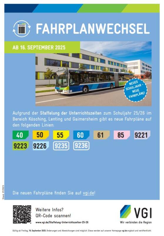 Fahrplanwechsel Staffelung Unterrichtszeiten 25-26 Bild